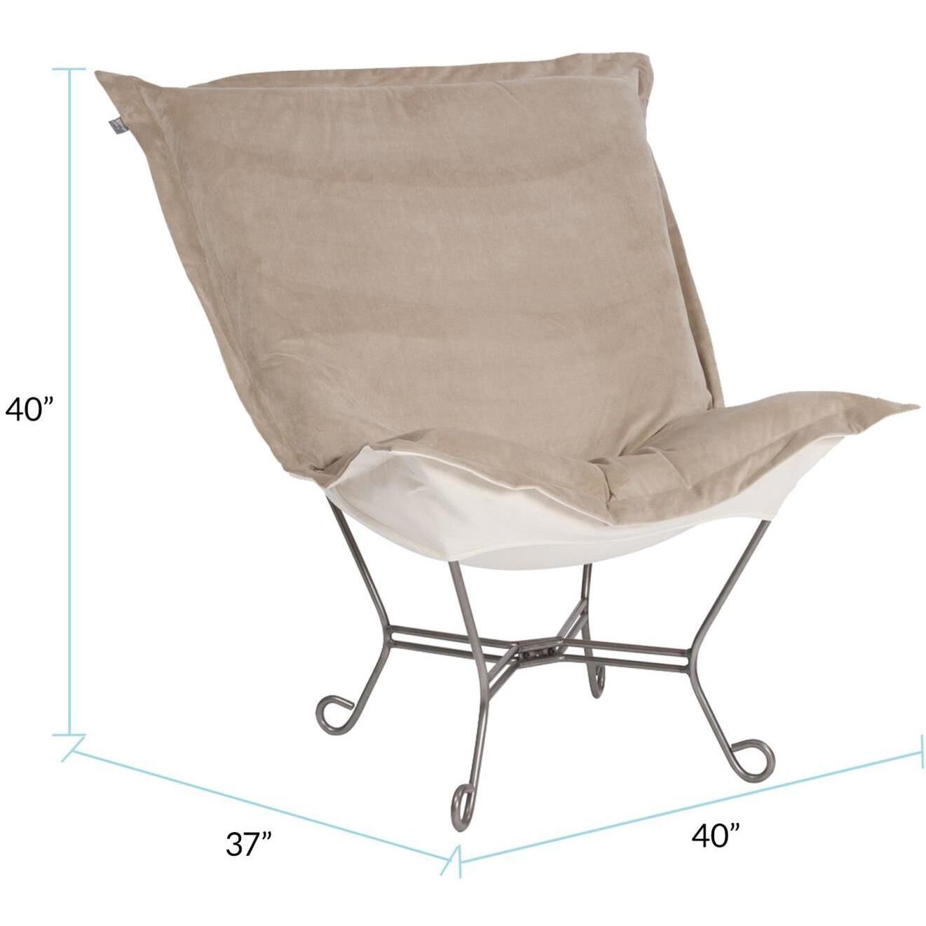 Puff Titanium Frame with Bella Sand Scroll Chair with Cover